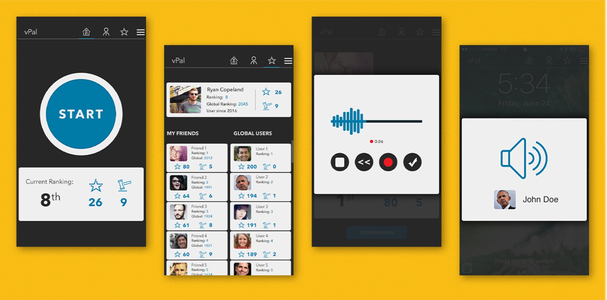 First iteration of the Call Me Out prototype designs